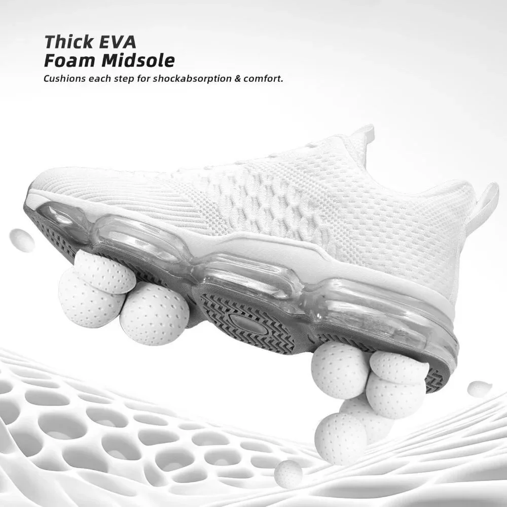 Men's White Running Shoes Fashion Casual Walking Tennis Sneakers Trail Sport Gym